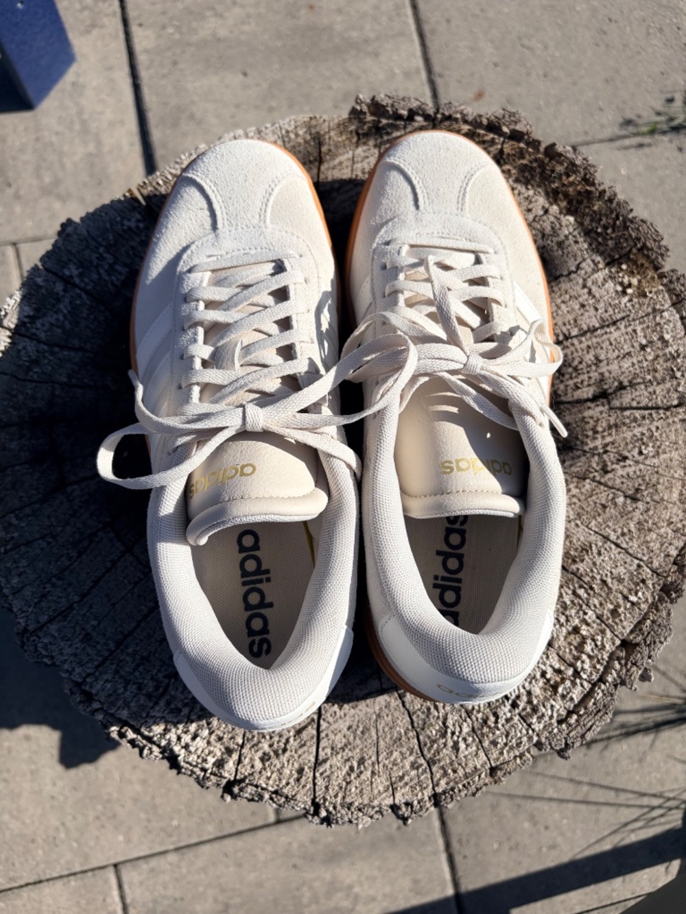 adidas Women’s Cream Suede Platform Sneakers with Gum Sole - Picture 2 of 4